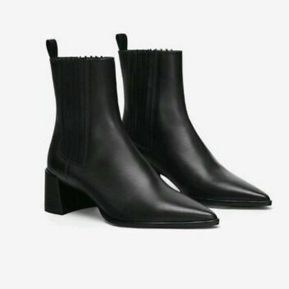 NWT Zara leather heeled ankle boots 38 - Picture 5 of 8